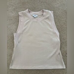 Evereve Sleeveless Ribbed Tank in Light Taupe